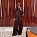 Women's Fashion Set Solid Color V Neck Tie Waist Loose Fitting Casual Trousers Suit New Style Elegance_ecoleips.com