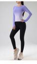 K Gradient Yoga Suit Top For Women, Thin Cut, Quick Drying, Running, Long Sleeved Sports T-shirt, Tight Fitting, Slimming Fitness Suit_ecoleips.com