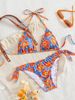 2026 Cute Floral Print Two Piece Bikini Set Hot Selling Sexy Girl Tie up Swimsuit for Spa Three Piece Women's Clothing_ecoleips.com