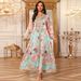 ng2510292 AB501 Cross-border Printed Embroidered Pullover Long Dress V-neck Gown Middle Eastern Dubai Women's Clothing_ecoleips.com