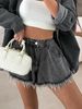K European And American Style High Waisted Umbrella Shaped Denim Shorts For Women_ecoleips.com