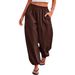 2026 Women Balloon Loose Long Pants, Elastic Waist Wide Leg Pleated Harem Pants Casual Stylish Lantern Trousers_ecoleips.com