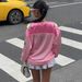 Women's Clothing Autumn V Neck Casual Sports Letter Pattern Stitching Fashion Loose Long Sleeve T Shirt_ecoleips.com