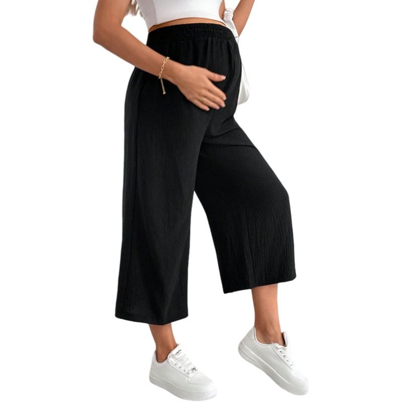 Women's Clothing Casual Wide Leg Seven Point Loose Drape Maternity Straight Pants Spring And Autumn Outer Wear_ecoleips.com