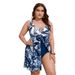 Women's Plus Size One Piece Swimsuit American Style Tummy Covering Slimming Conservative Digital Print Skirt Style_ecoleips.com