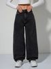 Women's Relaxed Wide-Leg Jeans | Mid-Rise Zip-Fly | Soft Washed Gray Denim | Office & Casual Wear_ecoleips.com