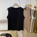 Classic Versatile Stretchy Slim-fit Short Round-neck Sleeveless Women's T-shirt, Stylish And Fashionable Tank Top_ecoleips.com
