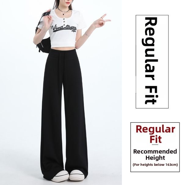 Women's High Waisted Drawstring Wide Leg Pants Summer Thin Yoga Casual Sports Slimming Fitness Straight Leg Long Pants_ecoleips.com