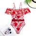 Fashionable Sexy One Piece Swimsuit Set For Women With Chiffon Skirt Retro Print Swimwear_ecoleips.com