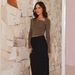 's Best-selling Elegant Commuter Hollow-out Sexy Irregular-neck Slim-fit Long-sleeve Top With T-shirt For Women_ecoleips.com
