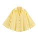 Women's Summer Wide Sleeve Shirt American Style Linen Mixed Pattern Casual Top For Ladies_ecoleips.com