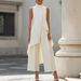 European And American Fashion Slimming High Neck Sleeveless Faux Two Piece Jumpsuit Elegant Irregular Design New Arrival for Women_ecoleips.com