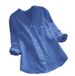 2022 Spring And Autumn New Cotton-Linen Buttoned V-Neck Long-Sleeve Shirt_ecoleips.com