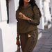 Women's Clothing Autumn Winter Zipper Bear Print Hooded Two Piece Set Casual Fashionable Style Clothing Long Sleeve For Formal & Casual For Women_ecoleips.com