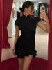 Tossy Fashion Ruffled Elegant Party Dress Women Short Sleeve Patchwork Slim Printed High Waist Dress Summer Female Mini Dress_ecoleips.com