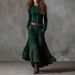 2026 Independent Station Foreign Trade Suede Plaid Patchwork Vintage Style Dress With Pockets, Buttons, And Belt_ecoleips.com