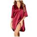 Aria Basics Cross-Border Women's Satin Nightgown Bathrobe Solid Color Glossy Summer Thin Sexy Short Cardigan Robe_ecoleips.com