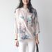 Spring/Summer Plus Size Cotton Linen Shirt Floral Print Loose Mid-Length Three Quarter Sleeve Korean Style Literary Women's Top_ecoleips.com