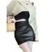 Black Small 2025 New Autumn Winter Women High Waist Bodycon PU Leather Short Half Skirt_ecoleips.com