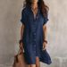 Fashionable Casual Solid Color Shirt Dress Women's Button Down Mid Length Short Sleeved Spring/Autumn Summer_ecoleips.com