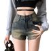 2025s American Style High Waist Denim Ultra Shorts For Women 2025 New Summer Slim Fit Petite Girl A-line Hot Pants_ecoleips.com
