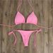 Women's Clothing Halter Neck Tie Bikini Set Solid Color Sexy Swimsuit With Breast Pad Milk Silk Ladies Split Tie_ecoleips.com