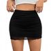 2025 New Women's Mesh Gathered Bodycon Double Layer Tight Sexy Midi Skirt_ecoleips.com