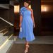 European And American Cross-border Plus-size Women's Fashion Three-dimensional Floral Dress, One-shoulder Diagonal_ecoleips.com