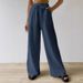 Women's Clothing Elegant Versatile Elastic Casual Solid Color Trousers Wide Leg Pants_ecoleips.com