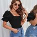Voya Women's Bubble Sleeve Jumpsuit Summer Fashion Temperament Slim Fit Sexy Top For Women_ecoleips.com