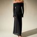 Cross-Border Foreign Trade Mesh Silver Sequin Square European And American Sexy Off-Shoulder Flared Long Sleeve Dress_ecoleips.com