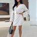 2026 Elegant V-neck Lamao Design Mini Dress Women Fashion French Solid A-Line Dress Casual Long Sleeve Slim Short Party Dresses_ecoleips.com