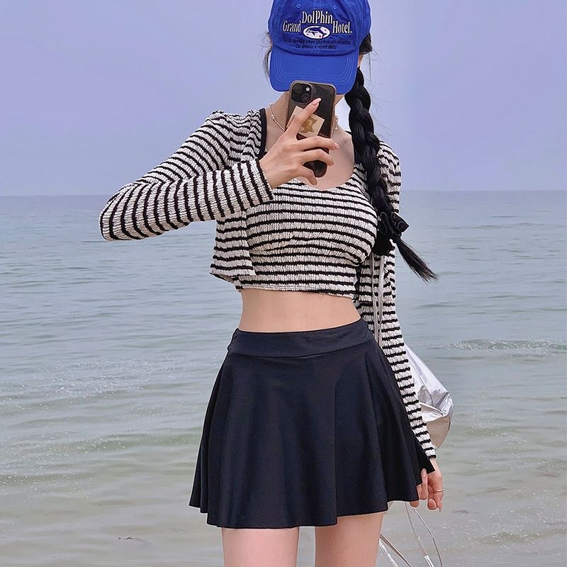 Aria Basics Two-Piece Bikini Three-Piece Set Korean High-End Slimming Cover-Up Swimsuit Women's Conservative_ecoleips.com