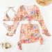 Women's Floral Print Beach Dress Bikini Set 4-Piece Swimsuit With Modest Long Sleeve Design - Polyester & Spandex Blend For Swimming & Water Sports_ecoleips.com
