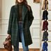Women's Retro Plaid Wool Coat Mid-Length Lapel Casual Temperament European American Style Outerwear_ecoleips.com