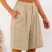 Women's Summer Cotton Linen Solid Color Loose Straight Leg Pocketed Fashionable Shorts_ecoleips.com