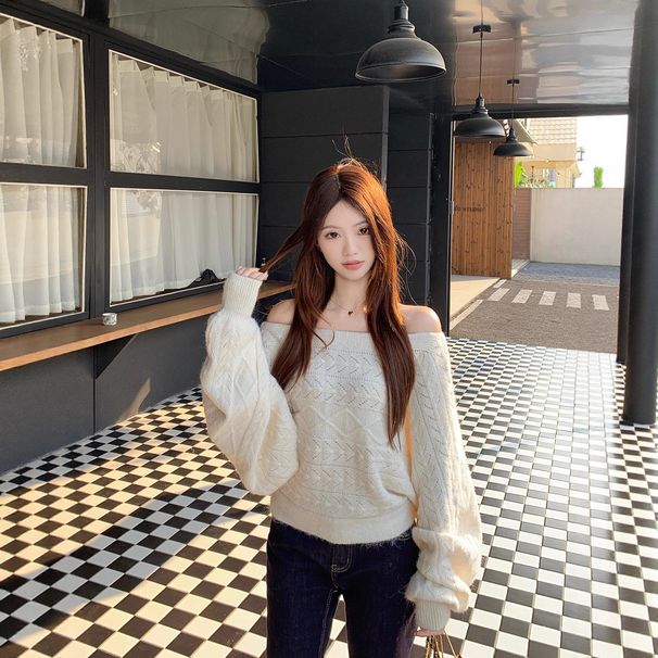 girl Real Shot 2025 Winter Lazy Playful Autumn Korean Style Knitted For Women Batwing Long Sleeve Sweater Versatile Top_ecoleips.com