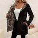 "Reversible Hooded Jacket With Leopard Print Lining – Adjustable Waist Belt & Longline Silhouette (Black Polyester Outerwear For Urban Commute)"_ecoleips.com