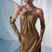 Women's Clothing Gold Pleated Halter Neck Maxi Dress Style High End Design Sleeveless Off Shoulder Slit For Women_ecoleips.com