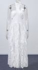 Women's White Halter Lace Hollow Out Waist Exposed Dress Sexy Vacation Style Lace Evening Party Dress_ecoleips.com
