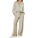 2024 Autumn Winter Fashion Casual Sports Suit Zipper Long Sleeve Sweatshirt Wide Leg Pants Two-Piece Set For Women_ecoleips.com