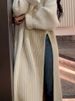 K Loose Knit Dress For Women With Side Slit Design; New Casual Style; Long Sleeve Pullover Sweater;_ecoleips.com
