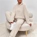 In-stock European American Cross-border 2025 Autumn Winter Solid Color Women's Two-piece Set: Hooded Long-sleeve Top_ecoleips.com