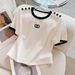Women's Casual Sportswear Set White Short Sleeved Running Top With Straight Leg Pants Two Piece Slimming Fit Stylish_ecoleips.com