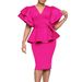 Women's Clothing New Fashion Temperament Elegant Ruffle Solid Color Hip Party Dress_ecoleips.com
