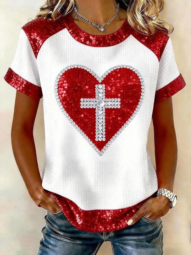 Women's Short Sleeve T-Shirt Waffle-Knit 3D Printed Retro Streetwear Soft And Breathable 5 Colors S-5XL_ecoleips.com