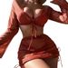 Verve Swimsuit Women Sexy Bikini Ladies Swimwear Solid Color Four-Piece Set_ecoleips.com
