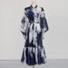 Women's Clothing V Neck Mesh Long Skirt New Retro Ink Printing Design Waist Long Dress For Women_ecoleips.com