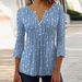 2024 Trendy 3D Printed Shirts For Women Spring Summer 3/4 Sleeve V Neck Buttons Blouse Shirt Elegant Ladies Long Sleeve Tops_ecoleips.com