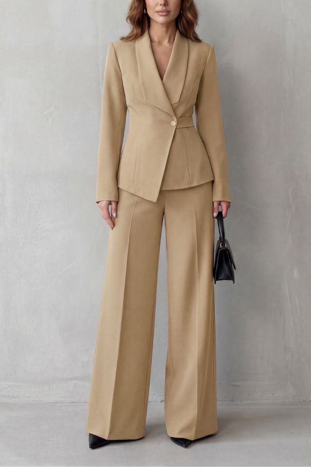 Women's Fashionable And Elegant Long Sleeved Suit Straight Leg Trousers Set Autumn New Arrival 2 Piece_ecoleips.com